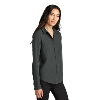 MERCER+METTLE Women's Stretch Crepe Long Sleeve Camp