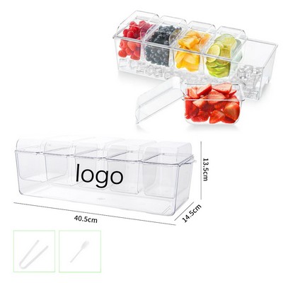 Ice Chilled Condiment Caddy With 5 Containers