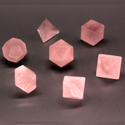 Customizable Pink Crystal DND Polyhedral Dice Set