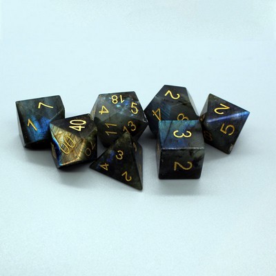 Customizable Labradorite DND Polyhedral Dice Set