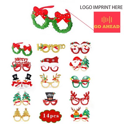 14 Pcs Funny Festive Christmas Glasses Frame