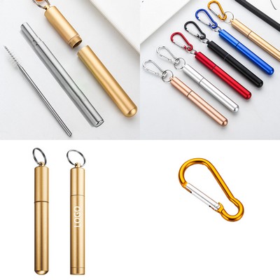 Stainless Stain Straws With Metal Case