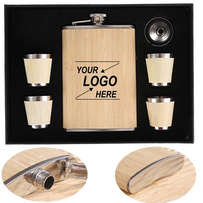 8 oz Flask Gift Set with Presentation Box - 6 Pieces