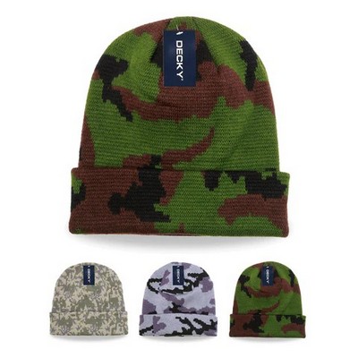 Decky Camouflage Long Knit Beanie