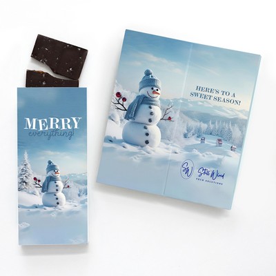 One Color Foil-Stamped Stock Snowman Sweeter Cards with Sea Salt Caramel Chocolate Bar