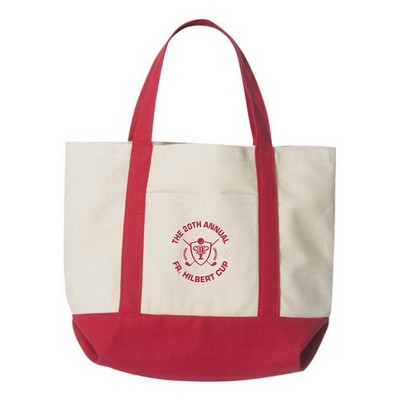 Cotton Canvas Boat Tote with Gussets and Contrast-Color Handles 14" x 10" x 5"