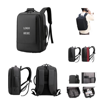 Waterproof Expandable Backpack With Usb Charging Port