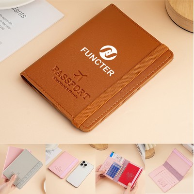 Passport Case PU Leather Passport Holder Passport Cover for Business Trip Travel Wallet w/Strap