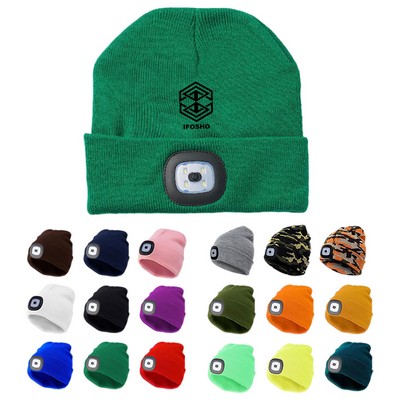 Unisex Rechargeable LED Headlight Beanie Hat