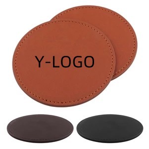 PU Leather Round Coasters Drink Mat