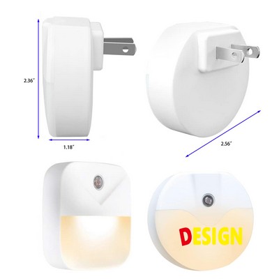 Plug Into Wall Dusk to Dawn Sensor Activated Night Light LED Round Night Lights