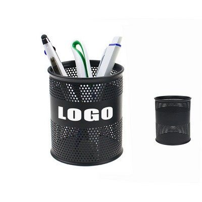 Round Mesh Metal Pen Holder