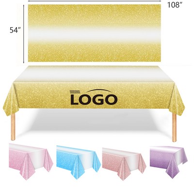 54 x 108 Inches Glitter Rectangle Table Cover Birthday Tablecloth Sequin Printed Plastic Table Cloth