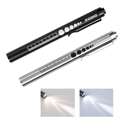 Rechargeable Pen Light Flashlight with Pupil Gauge & Ruler Mini LED Penlight for Nurses Doctor