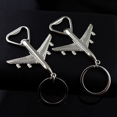 Metal Bottle Opener Plane Keychain