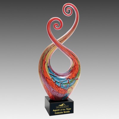 14" Multi-Color Twist Art Glass with Black Base