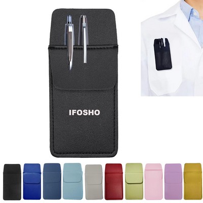 PU Leather Pocket Protector for Men Shirt Heavy Duty Pen Holder Pouch for Lab Coats