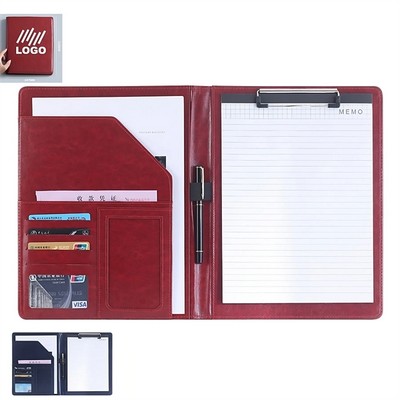 Leather A4 Business File Folder Portfolio With Clipboard