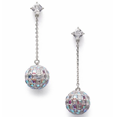 kate spade new york Beaming Bright Disco Ball Linear Earrings - Clear/Silver