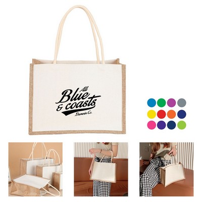 Two-tone Linen Canvas Tote Bag