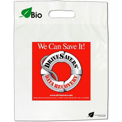 2.0 Mil Fold-Over Die Cut Handle Bag (15"x18")