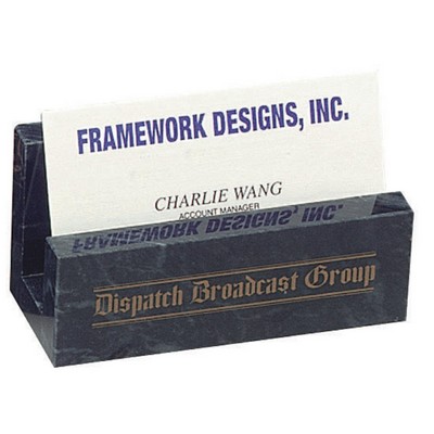 Black Marble Business Card Holder - Desk Accessory