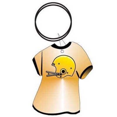 Football Helmet T-Shirt Key Chain w/Clear Mirrored Back (4 Square Inch)