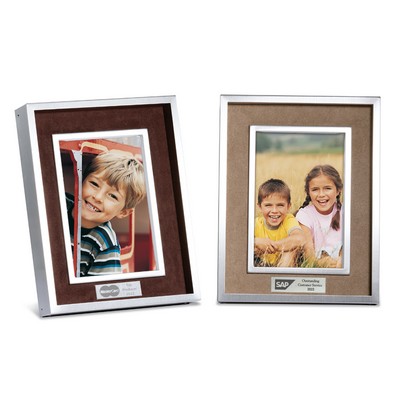 Brushed Aluminum Shadow Box Photo Frame with Suede Matte (4"x6" Photo)