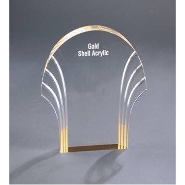 Gold Reflective Shell Design Acrylic Award - 6 1/2"x7"x1"