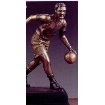 Basketball Player Trophy w/Dribbling Ball & Rectangle Base (7"x13")