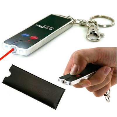 Flat Laser Card Pointer w/ Dual LED Flashlight and Keychain