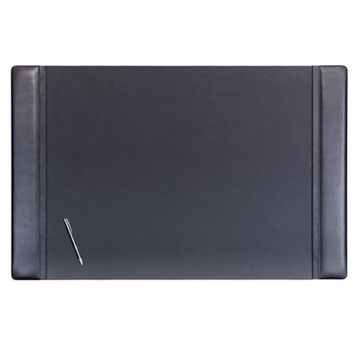 Classic Black Leather Side Rail Desk Pad (38"x24")