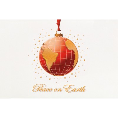 Classic-Raised Relief Globe Ornament Holiday Greeting Card (5"x7")