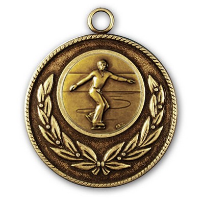 Stock Classic Wreath With Rope Edge 2" Medal- Figure Skating Male