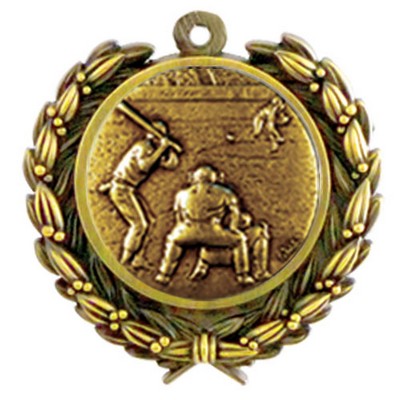 Stock Baseball Medal w/ Wreath Edge (1 1/4")