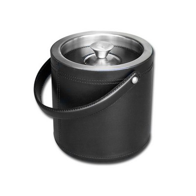 Top Grain Black Leather Classic Ice Bucket