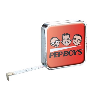 Chrome Metal Case Tape Measure W/Two Sided Four Color Process Imprint