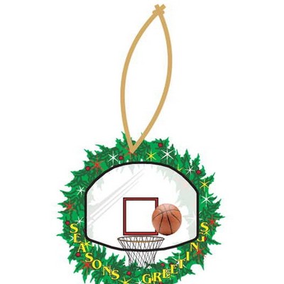 Basketball Goal Promotional Wreath Ornament w/ Black Back (3 Square Inch)