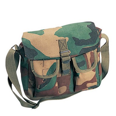 Woodland Camouflage Canvas Ammo Shoulder Bag