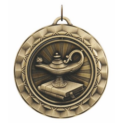 Lamp of Knowledge, Spinner Medal - 2-5/16"