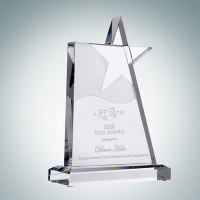 8" Waving Star Optical Crystal Award Plaque