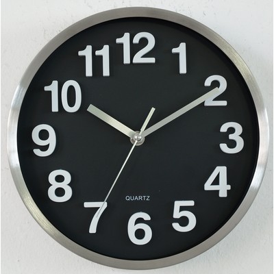 10" Stainless Steel Deluxe Black Dial Wall Clock