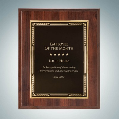 High Gloss Cherry Finish Wall Plaque w/Gold Aluminum Plate (9"x12")