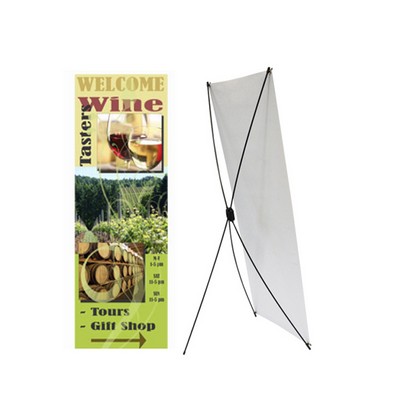 Small X-Stand with 13 Oz. Economy Vinyl Banner & Stand. Full Color, No Minimum!