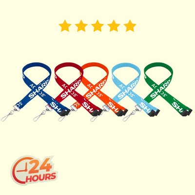 5/8" Silkscreened Flat Lanyard w/ Sew on Breakaway