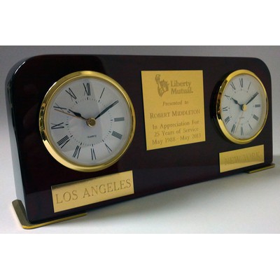 "Dual Time" Two Time Zone Desk Award Clock