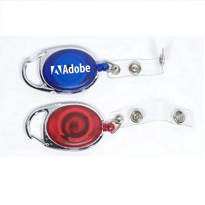 Oval Retractable Badge Reel w/Metal Carabiner Clip (45 Days Production)