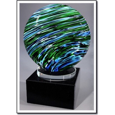 Amazon Storm Art Glass Sculpture w/ Marble Base (3"x4.75")