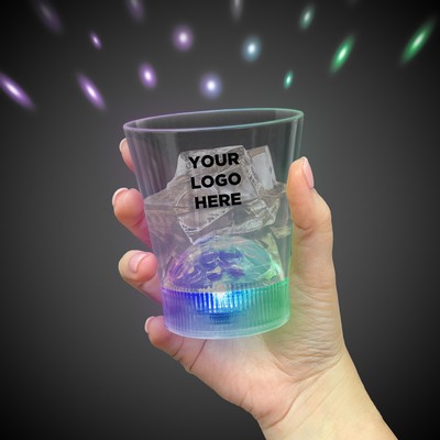 9 Oz. Light Up Pad Printed LED Disco Ball Rocks Glass