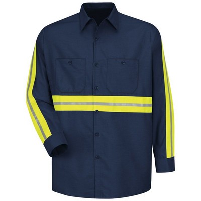 Red Kap® Navy Blue Enhanced Visibility Industrial Long Sleeve Work Shirt